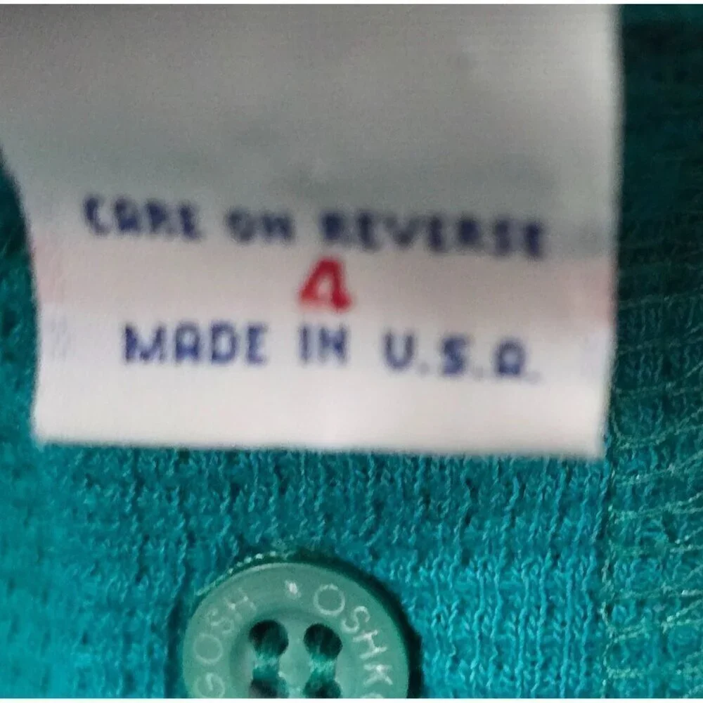 Vintage Oshkosh Blue Waffle Knit Cotton Henley